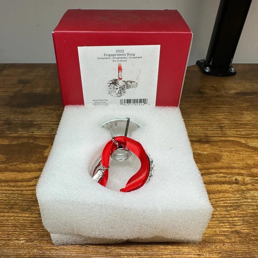 Lenox 2022 Engagement Ring Ornament Crystal Silver Tone 894720 New In Box 3in